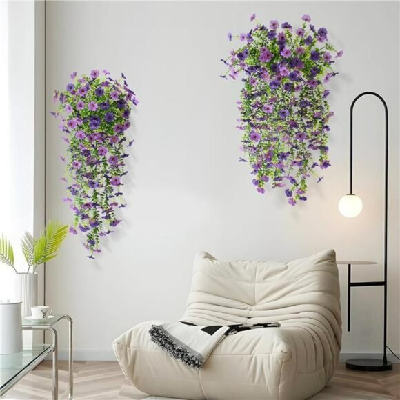 Artificial Hanging Daisy Flowers Set of 2 UV Resistant Outdoor Porch Decor - Picture 5 of 7